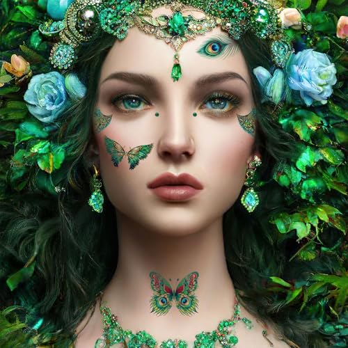 Butterfly Temporary Tattoos with Rhinestone Face Gems - 14 Sheets