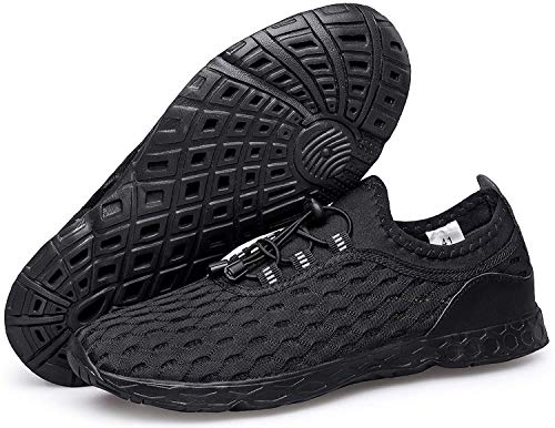 DOUSSPRT Men's Water Shoes Quick Drying Sports Aqua Shoes AllBlack Size 14