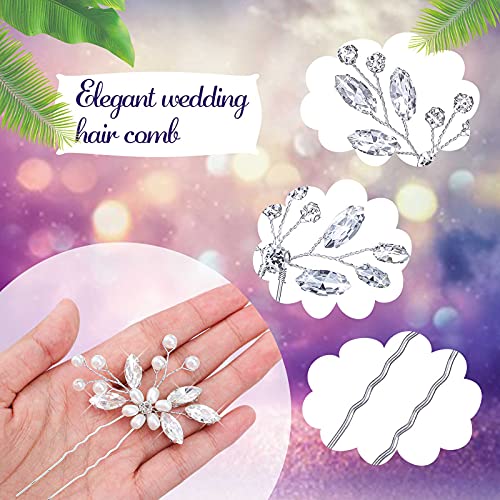 Wedding Hair Comb & 4 Bridal Pins Crystal Pearl Set