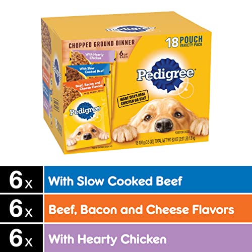 PEDIGREE Adult Canned Wet Dog Food Chopped Ground Dinner Variety Pack (18) 3.5 oz. Cans