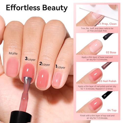 Jelly Nail Polish Set - 6 Colors, Air Dry, No UV Lamp