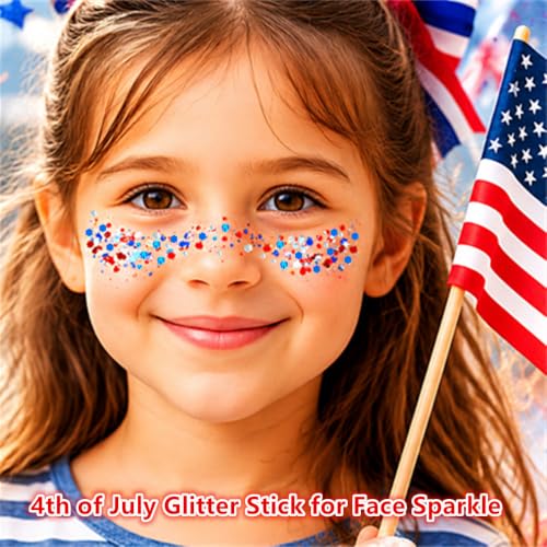 Go Ho Hexagon 1.23oz 4th of July Glitter Stick – Red White Blue Face Hair Body