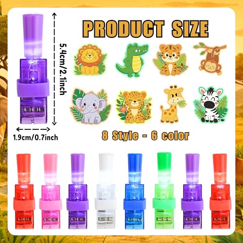 Safari Party Favors Pack: 24 LED Finger Lights & 48 Tattoos