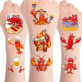 8 Sheets 200+ Crawfish Boil Temporary Tattoos Summer Seafood Lobster Crayfish Shrimp Tattoos Stickers Support Crayfish Boil Theme Birthday Party Favors Gifts Rewards Supplies
