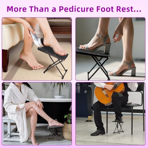 6-Height Adjustable Pedicure Foot Rest | Foldable Stool