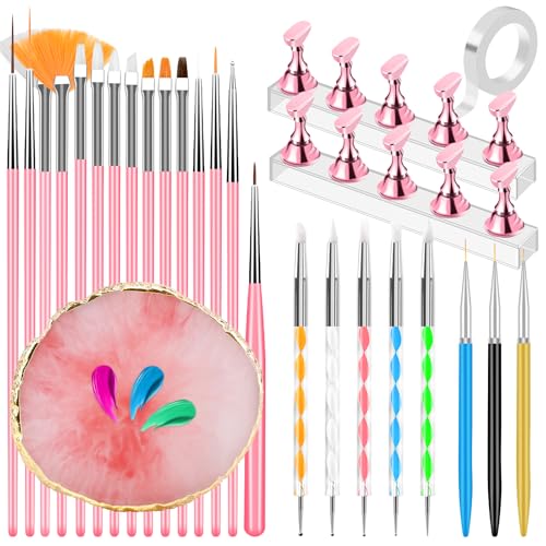 YOOVR Nail Art Design Tools Set with Nail Stand & Brushes
