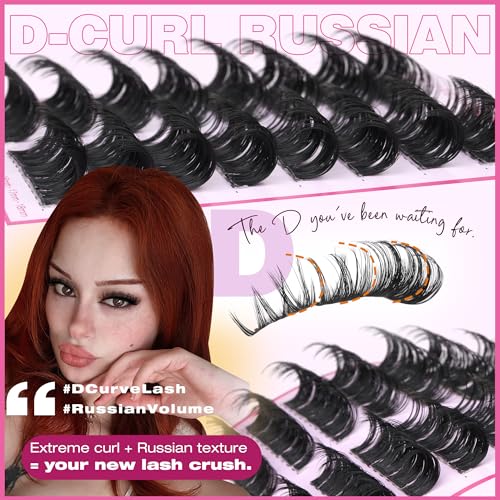 D Curl Lash Clusters Russian Eyelash Extensions 14-18mm