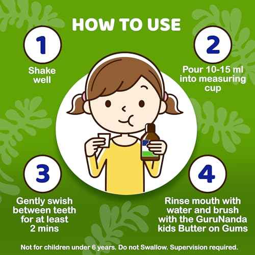 GuruNanda Kids Oil Pulling, Alcohol-Free Mouthwash, Essential Oils & Vitamins for Fresh Breath & Happy Gums for Ages 6 & up, Natural Bubble Berry, 8 Oz
