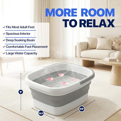 Collapsible Foot Bath with Massage Rollers - Portable Soaking Tub
