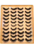3D Faux Mink False Eyelashes 20 Pairs - Cat Eye, Wispy & Striped