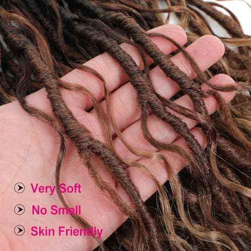 Boho Faux Locs Crochet Hair 24Inch 7Packs Bohemian Goddess Locs Crochet Hair Pre Looped Boho Soft Locs Synthetic Braids Hair Extensions for Women (1b/30/27#, 24 Inch)