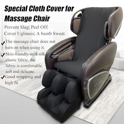 Full Body Massage Chair Cover Black Waterproof Dustproof with Drawstring - Skin-Friendly Milk Silk Fabric