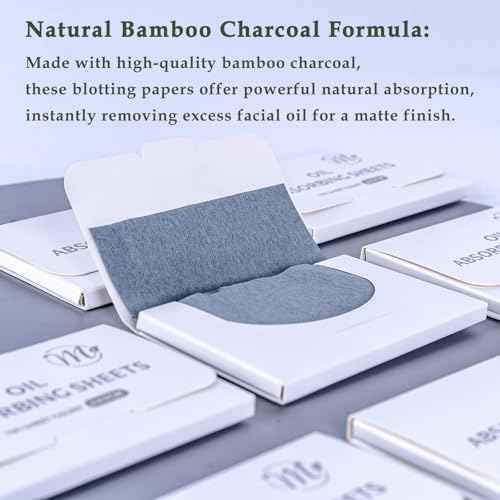 Natural Face Oil Blotting Paper -Bamboo Charcoal 600 Counts, Easy Dispensing Oil Absorbing Sheets, Premium Handy Facial Blotting Papers - Face Skin Care or Beauty Make Up Must Have (White-Bamboo)