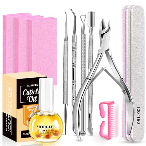 MORGLES 13-Pc Nail Care Kit with Cuticle Oil & File Set