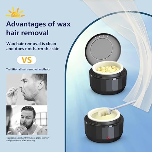 Nose ear wax kit men, Nose Hair Waxing Kit with 50 g Wax, 15 Applicators, 5-10 Times, Ear Hair Removal Kit For Men and Women, Usb Rapid Heating, Constant Temperature, Painless, Black