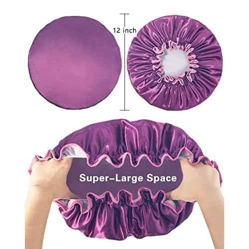 Aquior Shower Caps, Reusable Shower Cap for Women, Double Layer Waterproof Hair Cap, Large Size for All Hair Lengths,for Girls Spa Home Salon Use (purple)