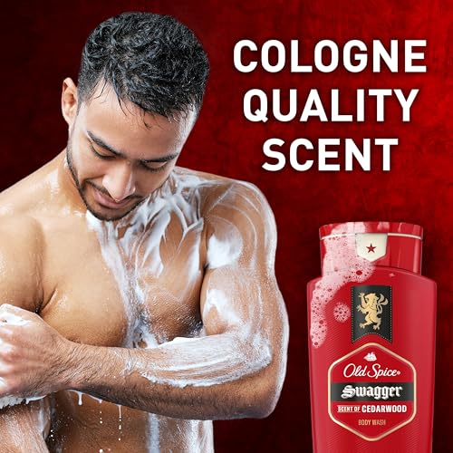 Old Spice Refreshing Body Wash for Men, 3X Defense, 24/7 Shower Fresh with Long Lasting Scent, Red Collection, Swagger with Cedarwood Scent, 24 oz (Pack of 6)