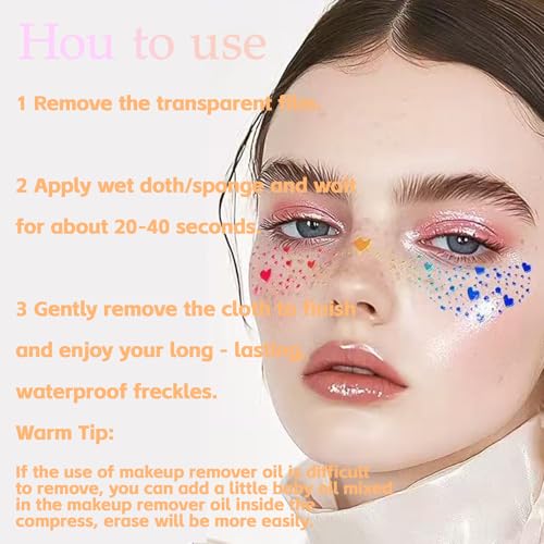 Holographic Face Glitter Tattoos, 8pcs Waterproof Star