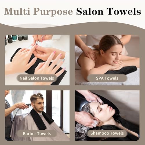 FIXSMITH Salon Towels 12 Pack, 16x27 in Black Microfiber