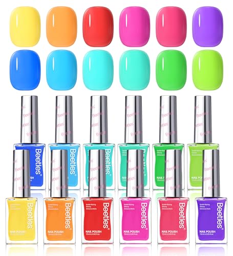 Beetles Neon Summer Cocktails Nail Polish Set, 12 Quick Dry Bright Colors