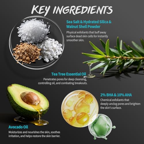 Men's Exfoliating Body Scrub with Tea Tree Oil & 2% BHA