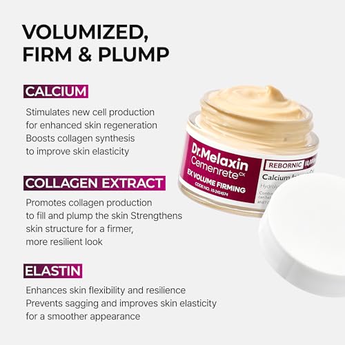 Dr.Melaxin Cemenrete Calcium Intense Firming Cream 50ml (1.69 fl oz) ? Rebornic 10,000ppm, Niacinamide & Hydrolyzed Elastin, Lifting & Elasticity Face Cream for Sagging Skin