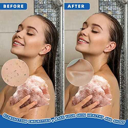 BHYTAKI 6 Pieces African Net Sponge African Exfoliating Net Long African Bath Sponge Washcloth Shower Net African Body Scrubber Net for Skin Smoother Daily Use(Pink,Yellow,Purple,Black,Blue,Brown)