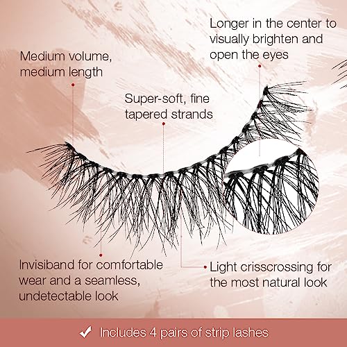 Ardell Naked Lashes 421 Natural Look False Eyelashes, 4 Pairs Pack