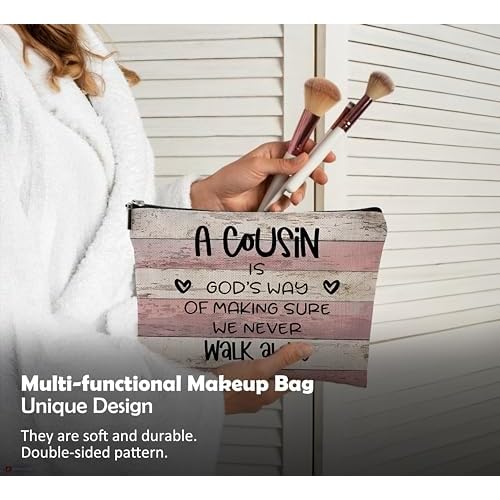 Cousin Gifts Makeup Bag,Cousin Gifts for Women,Cousin Cosmetic Bags With Zipper,Cousin Birthday Gifts for Women