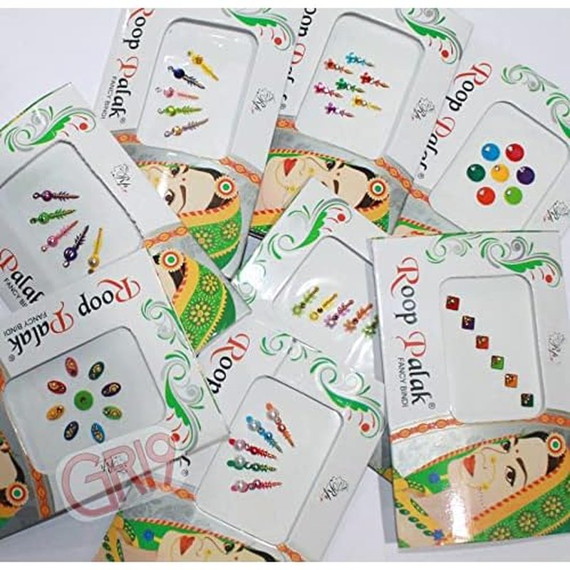 12pc Multiclored Forehead Indian Reusable Bindi Multicolored Bindi with Crystals | Bridal Forehead Decor | Belly Decor | Temporary Tattoo | Body Art | Jewel Decor | Crafts Stickers