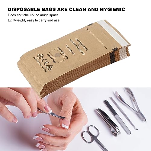 ZJchao Self Sealing Cleaning Pouch, 100pcs Hygienic Paper Pouches for Nail Art Tools, 75 X 150mm Disposable Cleaning Paper for Home, Nail Salon