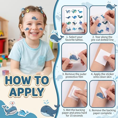 96 Whale Temporary Tattoos Ocean Sea Animals Party Favors