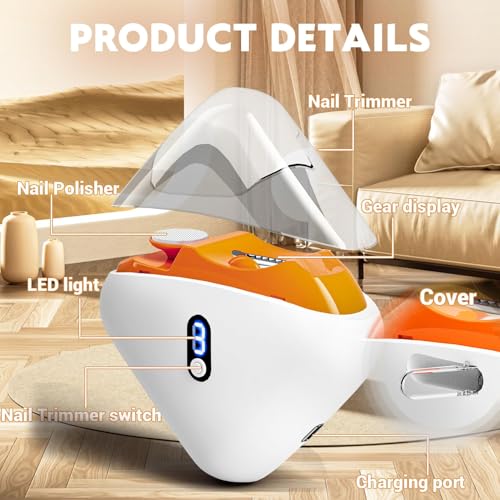 Electric Nail Clipper with LED Light, 3 Speeds & Nail Polishing