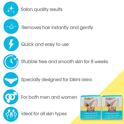 Surgiwax Brazilian Hard Wax Kit 4oz, Waxing Kit for Hair Removal with Pre-Epilation Oil (82563)