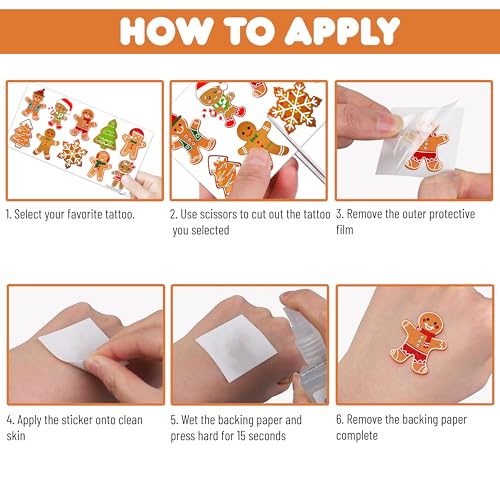 Gingerbread Man Temporary Tattoos - 10 Sheets (100 PCS)