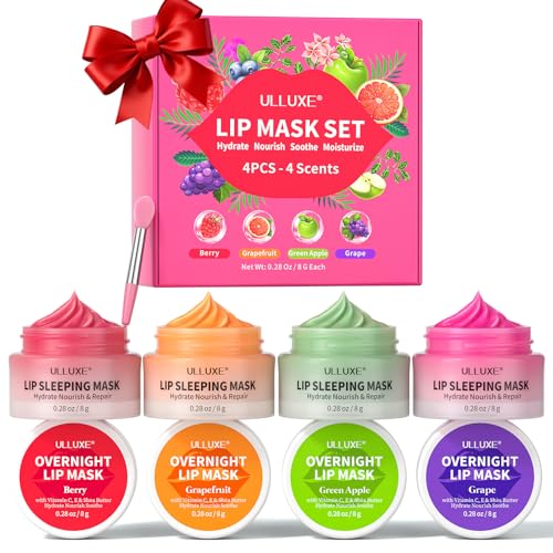 Lip Mask Set, Lip Care Gifts for Teen Girls Women, Overnight Lip Mask Hydrating & Nourishing, Lip Sleeping Mask Repairing Dry, Flaky Lips, Lip Treatment for Women, Wife, Girlfriend, Mom