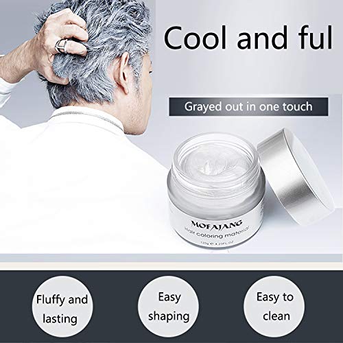 Mofajang Hair Wax Color Styling Cream Mud, Natural Hairstyle Color Pomade, Washable Temporary (Gray)