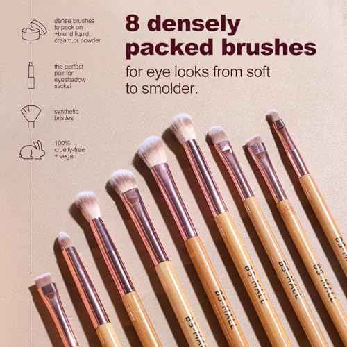 BS-MALL 14 Pcs Makeup Brushes Set with 1 Pcs Makeup Sponge ? Essential Foundation Powder Concealers, Eye Shadows, Blush Makeup Brushes with Travel Makeup Case (Bamboo)