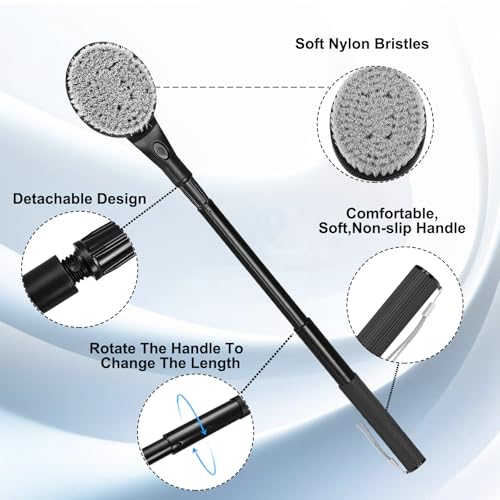 Back Scrubber for Shower,25" Long Handle Shower Brush for Body Exfoliator and Deep Clean,Back Washer for Shower for Men,Women and Elderly