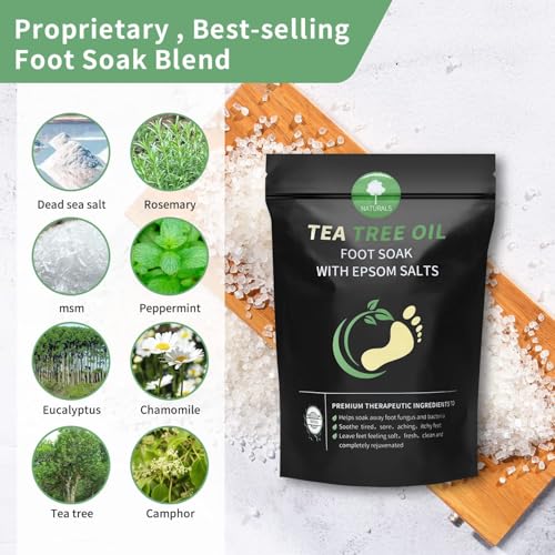 HEAMAVIN Tea Tree Oil Foot Soak with Epsom Salt & Botanical Oils, 16 oz