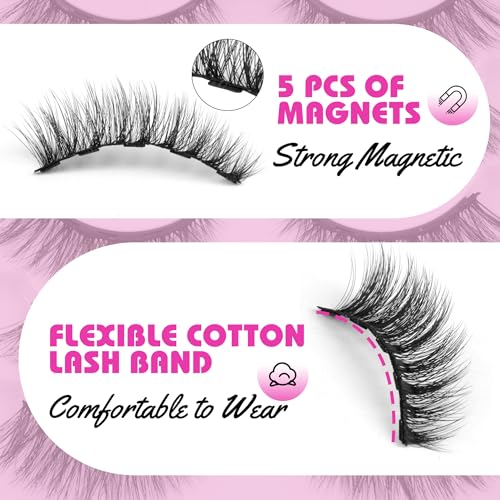 Magnetic Eyelashes with Eyeliner Kit - 5 Pairs Natural Lashes