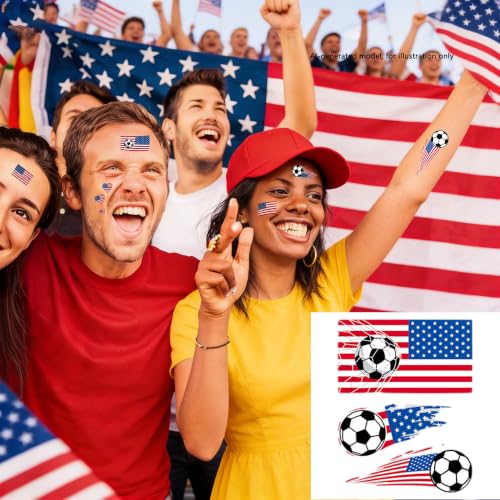 American Flag Temporary Tattoos, 10-Pack Patriotic Face Stickers
