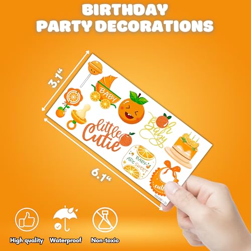 Orange Temporary Tattoos 10 Sheets 100 PCS Baby Shower Party Decorations Favors Supplies Baby Theme Birthday Stickers Christmas Gifts for Boys Girls Class School Prizes Carnival
