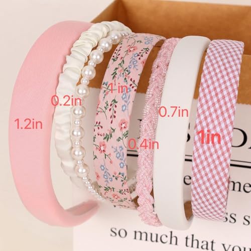 Women's Pearl Floral Padded Headbands Set - 7 Pack