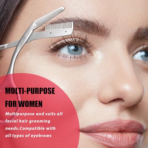 Eyebrow Trimming Scissors with Comb - Stainless Steel