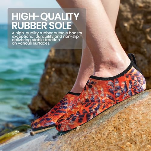 SEEKWAY Water Shoes Women Men Adult Quick-Dry Aqua Socks Barefoot Non Slip for Beach Swim River Pool Lake surf Black Size SK002