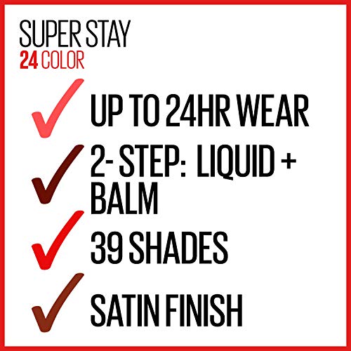 Maybelline Super Stay 24, 2-Step Liquid Lipstick Makeup, Long Lasting Highly Pigmented Color with Moisturizing Balm, Merlot Armour, Red, 1 Count