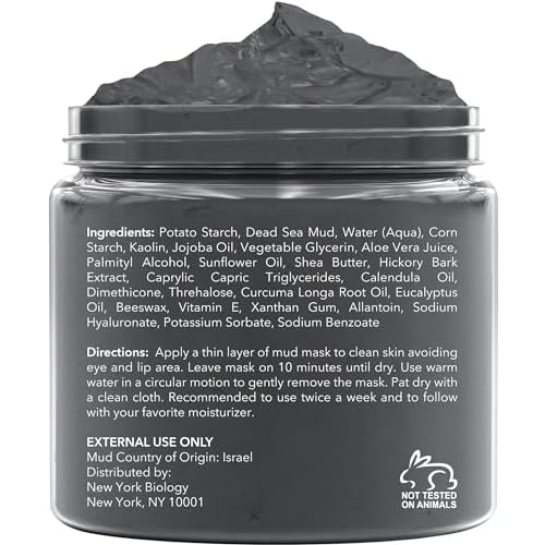 New York Biology Dead Sea Mud Mask for Face and Body Infused with Eucalyptus with 3 pcs Face Mask Brush Applicators - Spa Quality Pore Reducer for Acne, Blackheads and Oily Skin
