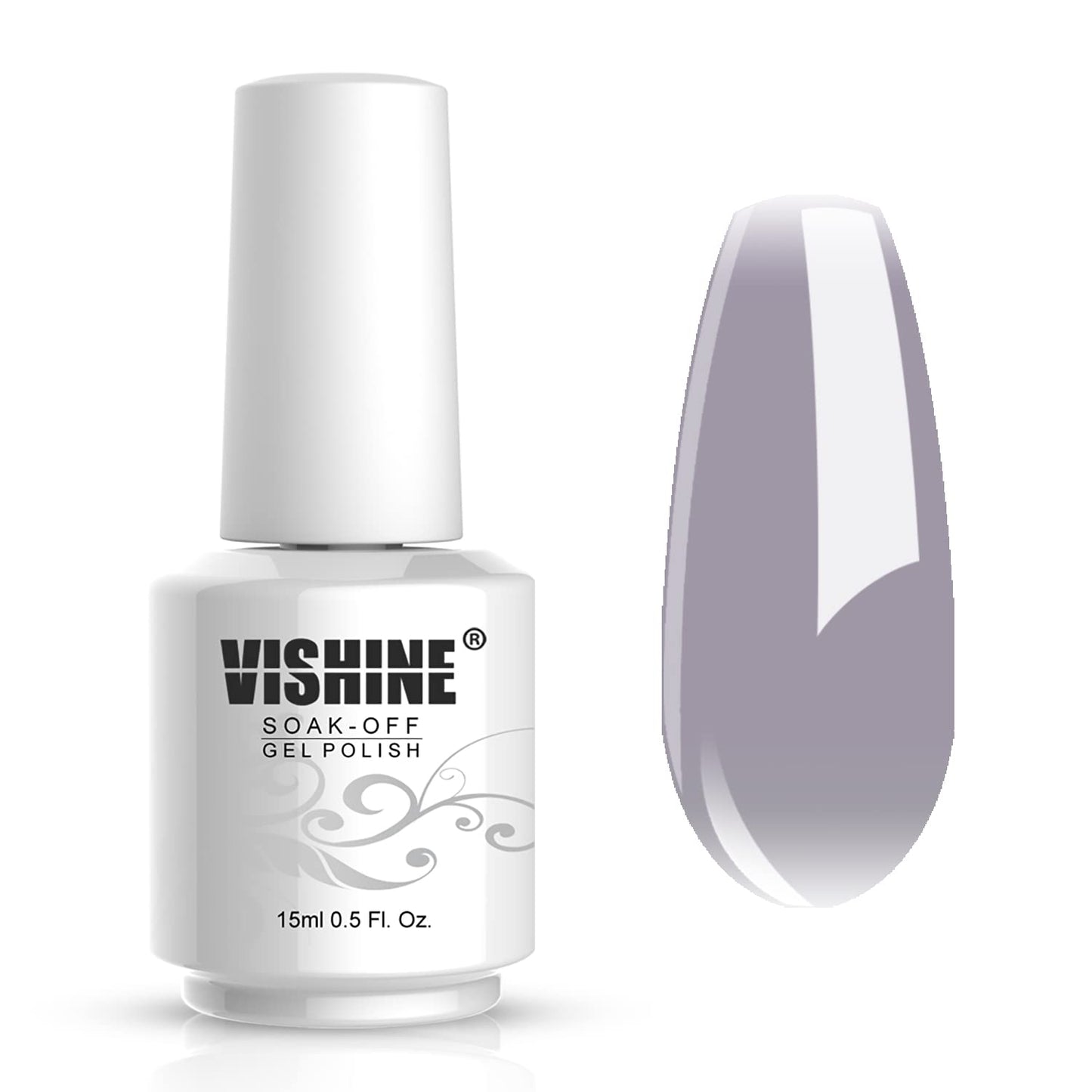 Vishine Jelly Crystal Clear Grey Gel Nail Polish Soak Off UV LED Nail Lamp Needed Transparent Grey Color Home Manicure Art Gel Polish, 15ml #06