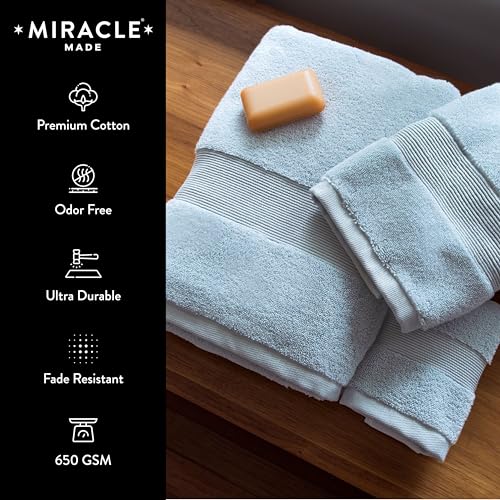 Miracle Made Soft Face Towel, Long-Staple Silver-Treated Cotton Fabric ? Fade Resistant, Highly Absorbent, Quick-Drying Wash Cloth, Sky Blue